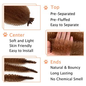 Extensiones de Cabello <span class=keywords><strong>Afro</strong></span> Rizado Pre-Separadas, Suaves, para <span class=keywords><strong>Trenzas</strong></span>, Crochet, Estilo Distressed, 24 Pulgadas de Largo - Product Image 3
