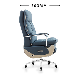 電動回転式人気ライトボスチェア人間工学に基づいたオフィスチェア快適なリクライニング機能付きシンプル本革オフィスチェア - Product Image 3