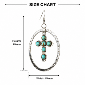 Orecchini Pendenti Vintage con Croce in Turchese, Ornamenti per Orecchie in Argento Anticato dal Design Audace - Product Image 5