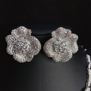 <span class=keywords><strong>Set</strong></span> Perhiasan Anting & Kalung Lapis Emas Rose <span class=keywords><strong>Gold</strong></span> Kuningan Mewah Ringan dengan Zirkon untuk Hadiah Pernikahan, Ulang Tahun, dan Pertunangan Wanita - Product Image 4