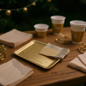Disposable Gold Paper Tray 31x38 Cm Eco Friendly Party Supply - Product Image 2