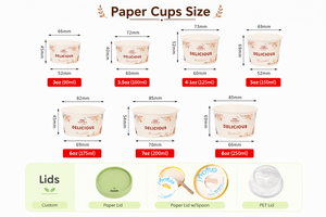 Gobelets à crème glacée jetables imprimés avec logo personnalisé, gobelets à crème glacée jetables recyclables, gobelets à crème glacée de 3 oz avec couvercles pour emporter - Product Image 5
