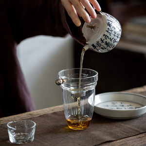 Heat-Resistant Glass <b>Tea</b> Strainer With Brass Handle For Kung Fu <b>Tea</b> <b>Set</b> Dehua Made - Product Image 4