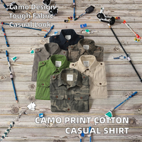 Chemise personnalisée 100% coton camouflage chasse à manches courtes automne extérieur style décontracté avec col rabattu tissé tissage numérique imprimé