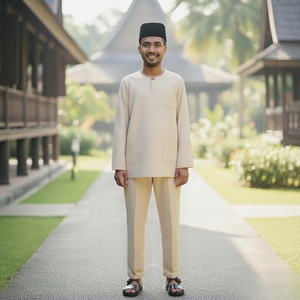 Kilang OEM Pukal Jahit Pukal Baju Melayu Teluk Belanga, Algodón sin Plancha, Casual, Transpirable, para Mujer, Precio de Fábrica, Consistente - Product Image 2