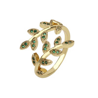 Landy – bague rétro en zircon cœur émeraude pour femme, anneau ouvert en cuivre plaqué or