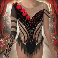 Justaucorps de gymnastique rythmique aux tons rubis Red Ross Tenue de performance moderne et élégante en polyester pour la robe de danse de compétition sur scène