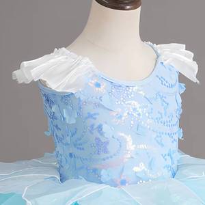 Robe de princesse tutu de ballet pour filles MS, avec appliques florales 3D, sequins et jupe en tulle brodée en spirale, idéale pour les spectacles sur scène et les tenues de chorale - Product Image 4