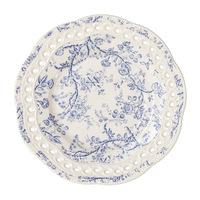 Assiette en céramique bleue vintage à motifs floraux, élégante, pour dîner, salade, dessert, vaisselle décorative