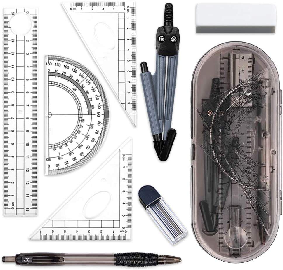 Set Geometria 12 Pezzi Per Studenti - Compasso, Goniometro, Righelli - Foto 7