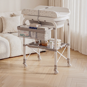 Table à langer bébé 3-en-1 avec baignoire et étagère de rangement, support de massage et de bain pour bébé, anti-pincement - Product Image 2