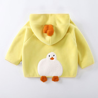 Manteau d'hiver pour enfants, à capuche, fermeture éclair, épais, chaud, doublé de polaire, imprimé de dessins animés d'animaux, parka unisexe pour enfants