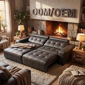 Sofá Cama Seccional Eléctrico Moderno, Juego de Tres Plazas en Cuero Genuino, Patas de Acero Inoxidable, Fácil Instalación - Product Image 2