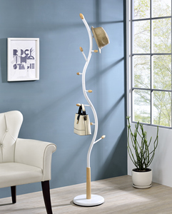 Porte-manteau sur pied en bois massif <span class=keywords><strong>de</strong></span> haute qualité, couleur blanc <span class=keywords><strong>Arles</strong></span>, avec structure métallique - Product Image 2