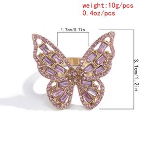 Anillo con diseño de mariposa para mujer, joyería de 18k, oro plateado, cristal de insectos, colorido, diamante, índice de mariposa, 2021 - Product Image 2