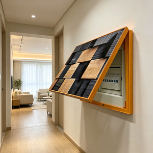 Copertura per Contatore Elettrico con Girasole Stile Art Déco, Decorazione Murale Personalizzabile in MDF, <span class=keywords><strong>Arte</strong></span> Murale per Nascondere la Scatola di Distribuzione Elettrica - Product Image 4
