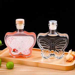 Bướm Hình Dạng Thủy Tinh Rượu Whisky Vodka Brandy Rum Tinh Thần Chai Với Nút Chai Nút Chai Thiết Kế Độc Đáo Nhà Máy Tùy Chỉnh Nhà Sản Xuất - Product Image 1