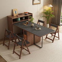 Petit ensemble de table à manger en bois de style médiéval avec chaise pliable peu encombrante pour appartement, maison et hôtel dans les petits espaces