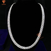 Chaîne à maillons cubains de 10 mm à 2 rangs, épaisse et solide, en argent sterling 925, bijoux hip-hop pour hommes, collier cubain en moissanite VVS glacé