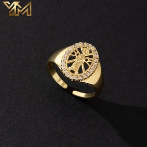 YM Hochwertiger Religiöser Jungfrau Maria <span class=keywords><strong>Ring</strong></span> in Rund/Oval/Herzform, Offener Verstellbarer <span class=keywords><strong>Ring</strong></span> für Damen und Herren, Vintage Fingerschmuck Accessoires - Product Image 4
