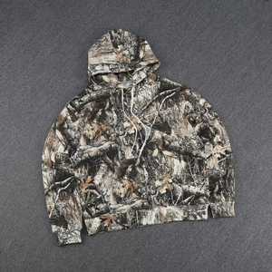Felpa con Cappuccio Helobro Personalizzata con Stampa Digitale Camouflage Real Tree, 100% Cotone Pesante per Caccia, Pullover per <span class=keywords><strong>Uomo</strong></span> - Product Image 1