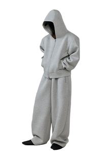 Pantalones acampanados con capucha y algodón 100% al por mayor, chándal personalizado para hombre, color sólido, informal, diseño holgado, forro polar de 220g para invierno - Product Image 3