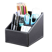Organisateur de télécommande en cuir PU à trois couches, multifonction, style classique, support de bureau pour salon et bureau à domicile
