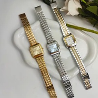 Montre bracelet pour femme en acier inoxydable, quartz, cadran carré 16 mm, résistante à l'eau 3 ATM, style minimaliste, personnalisable avec logo, très tendance