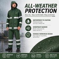 Veste imperméable en PU personnalisée pour la pêche marine et l'aquaculture avec pantalon à bretelles, combinaison de pêche, équipement de pluie et de mauvais temps
