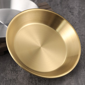 Plat à pizza rond en acier inoxydable 304, fond plat, couleur or/argent, pour la préparation des aliments - Product Image 3