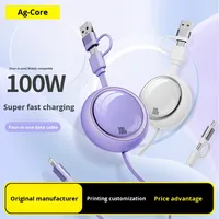 Câble de charge rapide rétractable 4 en 1 100W pour téléphone mobile IOS, montre intelligente et batterie externe