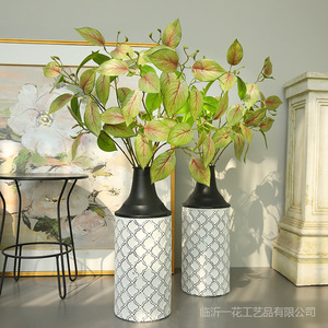 Yihua - Arte Floral, Hoja de Taro Artificial, Flor de Seda, Blanca, Verde, Roja, Amarilla, Decoración de Interiores para el Hogar, Estilo Nórdico Minimalista - Product Image 1