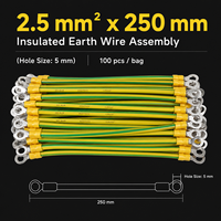 PV-Erdungskabel 2,5mm² 250mm Gelb-Grünes Kupfer-Verbindungskabel mit M5-Ringklemmen für Solarmodul-Verbindung