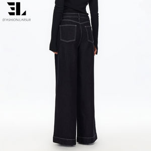 Pantalones <span class=keywords><strong>Vaqueros</strong></span> Holgados de Lyocell Suave y Ecológico de Fábrica Personalizada LARSUR, Pantalones de Mezclilla Rectos y Desgastados para <span class=keywords><strong>Mujer</strong></span> - Product Image 5