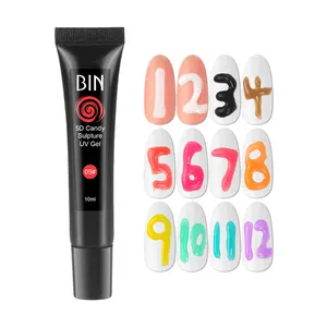 BIN专业软管5D糖果粉彩套装自有品牌指甲凝胶紫外发光二极管OEM紫外/发光二极管