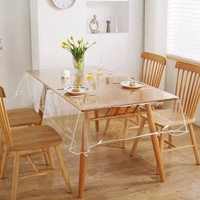 Nappe en PVC transparent avec bordure en dentelle décorative, protection imperméable pour table à manger en bois