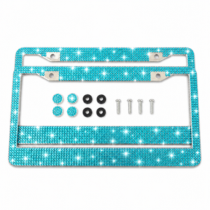 Portaplacas de Acero Inoxidable Impermeable con Tornillos y Tapas, con Cristales de Imitación, para Mujer, Estándar de EE. UU. - Product Image 1