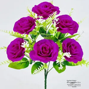 Fiori Artificiali in Seta, 6 Teste di Rosa 'Happiness' - Decorazione per Soggiorno, Tavolo da Pranzo, Giardino e Foresta, Vendita all'Ingrosso dalla Cina - Product Image 6