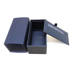 your logo on fancy paper plastic core packaging box for cufflinks gift