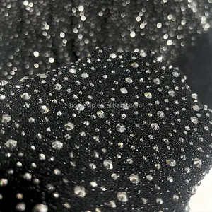 F013 Tecido de malha Lurex Novidade Tecido preto Strass Tecido Lurex Metálico