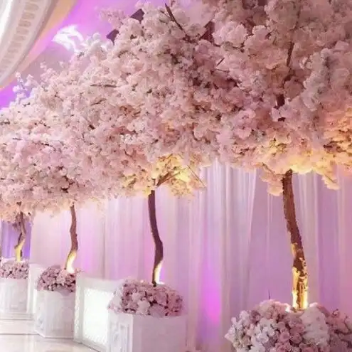 Özel uzun boylu büyük yapay çiçek sahte beyaz sakura ağacı yapay ağaçlar kiraz çiçekleri ağacı
