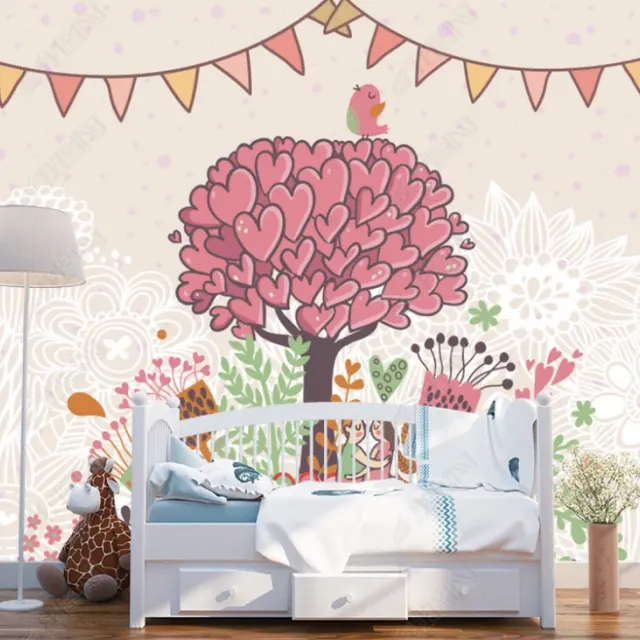 Custom 2023 high quality pink cartoon kids room living room bedroom wallpaper home decoration