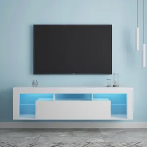 Soportes <span class=keywords><strong>de</strong></span> TV <span class=keywords><strong>de</strong></span> <span class=keywords><strong>estilo</strong></span> moderno, <span class=keywords><strong>centro</strong></span> <span class=keywords><strong>de</strong></span> <span class=keywords><strong>entretenimiento</strong></span> flotante montado en la pared con luces LED, almacenamiento <span class=keywords><strong>de</strong></span> altura ajustable, para sala <span class=keywords><strong>de</strong></span> estar - Product Image 2
