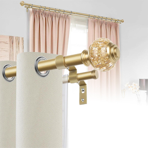 Tringles à rideaux Double Triple Options Télescopiques Heavy Duty pour les grandes fenêtres dans le salon Bureau Embouts décoratifs inclus - Product Image 1