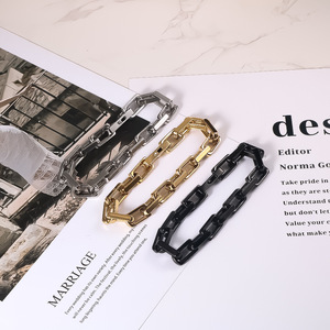 European American Style Square <b>Titanium</b> Steel Bracelet Black Geometric <b>Chain</b> Men's Hip Hop Jewelry Gift CE643 - Product Image 5