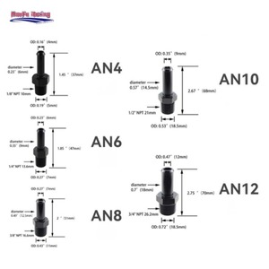 Adaptador de manguera Haofa NPT macho a conector recto de tubería de combustible flexible de aleación de aluminio AN4 AN6 AN8 AN10 AN12 - Product Image 1