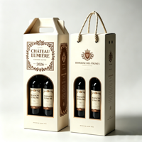 Boîte Cadeau de Luxe Personnalisée pour Vin, Emballage OEM ODM en Carton Ondulé avec Poignée en Corde, Fenêtre et Impression Quadrichromie