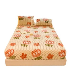 Drap-<span class=keywords><strong>housse</strong></span> en flanelle d'hiver King Queen Pure Color Bed Cover Velvet Thick Non-Slip Mattress Protective Cover <span class=keywords><strong>150x200</strong></span> - Product Image 2