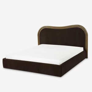 Cama Infantil Moderna y Sencilla de Madera Maciza Estilo Francé<span class=keywords><strong>s</strong></span>, Diseño Clásico Doble, Cama Acolchada con Tela de Terciopelo - Product Image 4