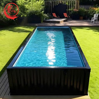 Piscine préfabriquée en acier de 40 pieds, 20 pieds, 10 pieds, 25m, avec jacuzzi, conteneur en fibre de verre, livraison par conteneur maritime, prix bas